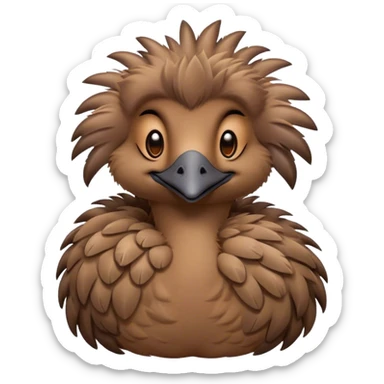 Meme-Worthy Cute Sleeping Emu Portrait Emoji, Head resting peacefully with a contented smile, showcasing a tall, graceful build and a luxuriously soft brown plumage, eyes shut in a serene, restful nap, Simplified yet hilariously adorable features, highly detailed, glowing with a soft, drowsy light, high shine, relaxed and utterly lovable, stylized with an air of playful laziness, bright and heartwarming, soft glowing outline, capturing the essence of a comically sleepy emu, so meme‐worthy it feels like it could instantly become the next viral sensation of adorable slumber! sticker