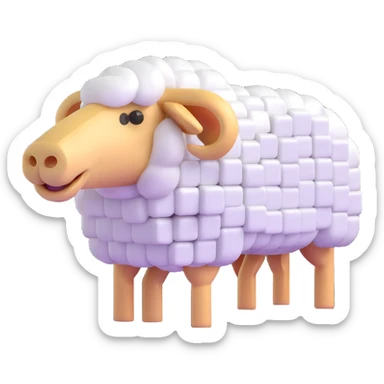 Minecraft sheep made out of square blocks, looks exactly like in the game sticker