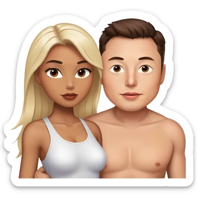 Elon musk with a female supermodel body sticker