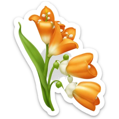 Orange lily of the valley flowers sticker