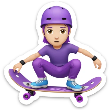 skater with skateboard and purple helmet sticker