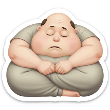 Scared man sitting curled up on himself, hidding his eyes sticker