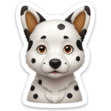 white dog with black   spots all over its  body sticker