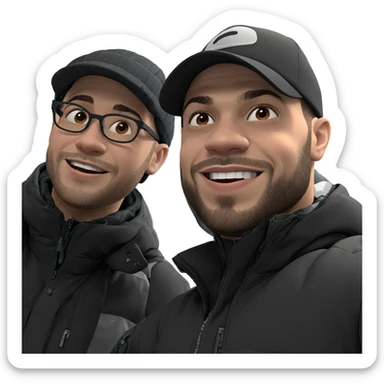 happy boys in winter gear sticker