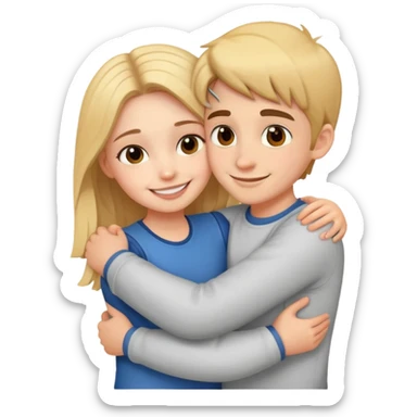 smiling girl with boy hug sticker