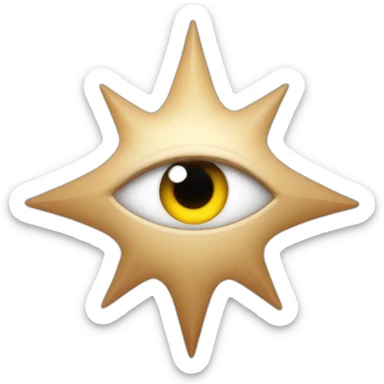 eyes looking left with a solid 6 pointed star instead of pupils sticker