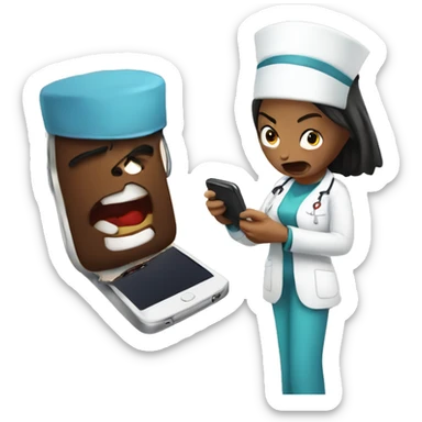 Angry person on phone talking to nice nurse  sticker