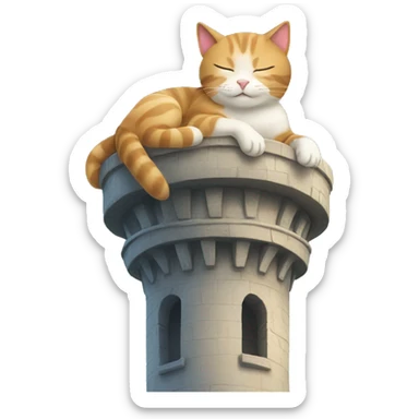 Cat sleeping on a tower sticker
