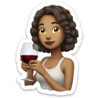 Brunette Girl drinking wine sitting on clouds sticker