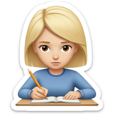 blonde girl writing to publish sticker