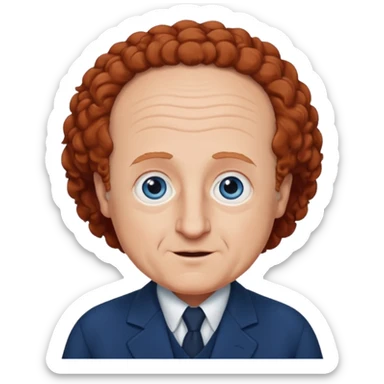 Larry Fine from the Three Stooges with blue eyes, reddish- brown hair, navy blue outfit sticker