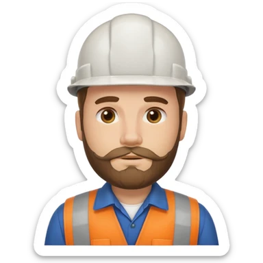 white men with beard wear worker's uniform sticker