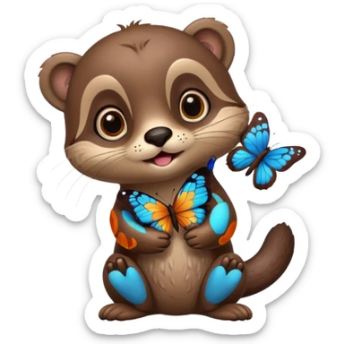 otter with butterflies and idea sticker