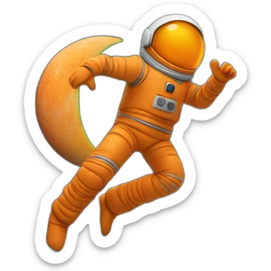 orange man dansing around on the moon sticker