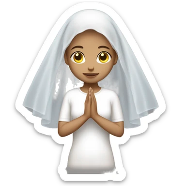 Light skin girl praying with white veil  sticker