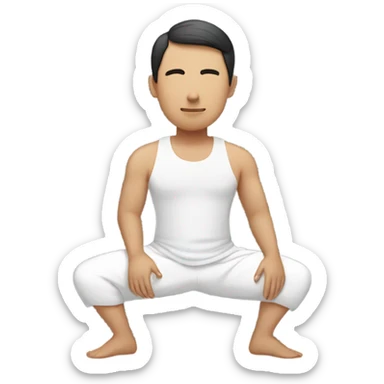 Asian man doing yoga sticker