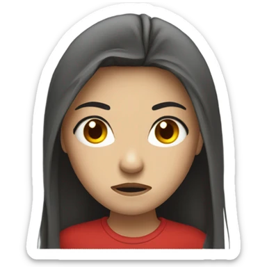 A girl with chaos long hair, Eyes covered with red threads looked very annoyed and angry sticker