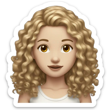 Pale skin long curly dark blonde hair brown eyes sticker