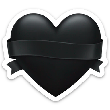 black heart with black ribbon sticker