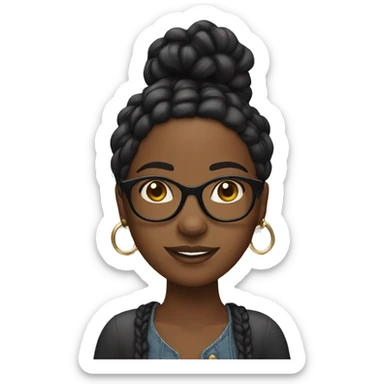 black girl with braids and glasses and good earrings  sticker