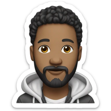 young white artist with black beard with rapper flow, baggy clothes sticker