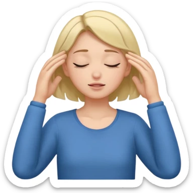 Girl tucks hair behind the ear with eyes closed nothing in hand sticker