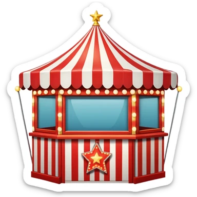 A circus ticket booth with retro lights and star-shaped sign. sticker