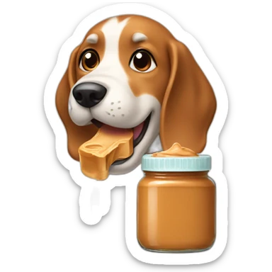 dog licking a jar of peanut butter sticker