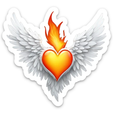 White heart with fire wings sticker