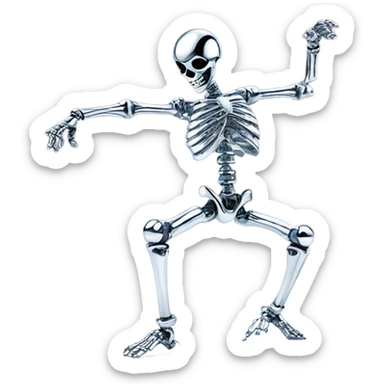 Chrome dancing skeleton sticker