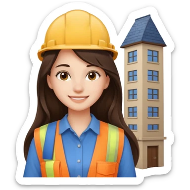girl architect - brunette - 20 years old cute pose - long hair girl without eye glasses. pretty girl sticker
