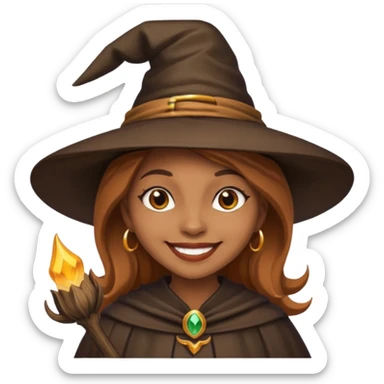 light brown skin witch with hat sticker