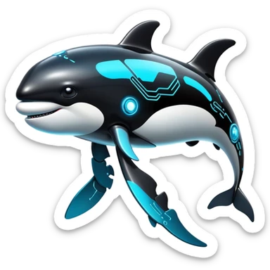 dystopian cybernetic android orca sticker