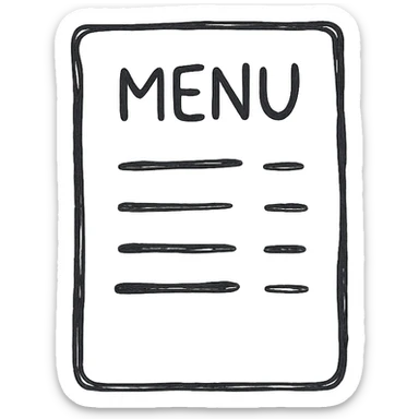 Mene as a hand-drawn outlined icon, sketchy lines, no fill, playful and approachable sticker