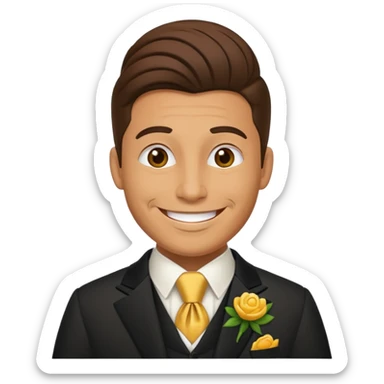 American groom, traditional, culture of american, smiley on face. sticker