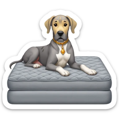 Gray Great Dane on king size mattress floppy ears sticker