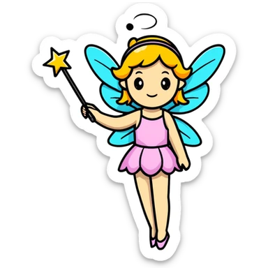 Fairy with sparkling wings and wand sticker