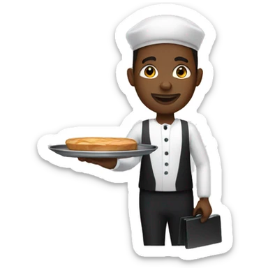 Black waiter holding a tray sticker
