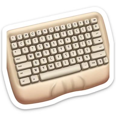 Computer keyboard missing keys, one spot replaced with exposed muscle. sticker