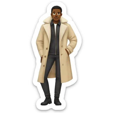 beige sherpa trench coat sticker