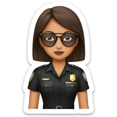 woman police wearing black dress with sun glasses sticker