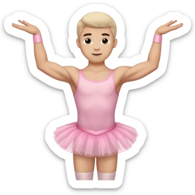 male ballerina with a pink tutu and exaggerated muscles sticker