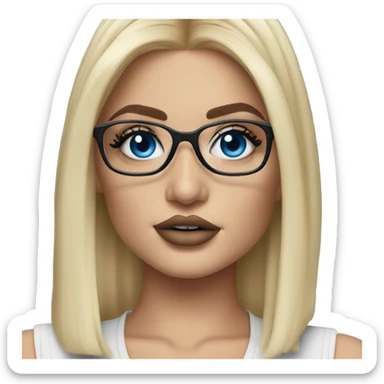 Hyper real blonde kylie jenner with blue eyes and glasses  sticker