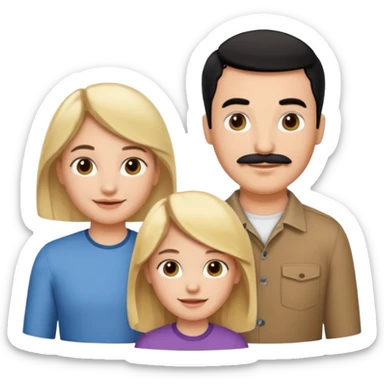 Family of 5: Mom, dad, 2 boys, one girl. Kids have blonde hair. Mom has light brown hair. Dad has black hair with mustache. sticker