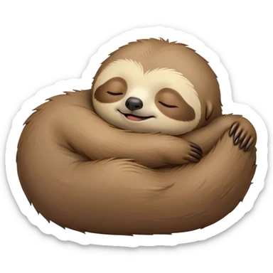 Meme-Worthy cute Sleeping Sloth Portrait Emoji, Head resting peacefully with a contented smile, showcasing a luxuriously soft, fuzzy form and eyes gently closed in serene slumber, Simplified yet comically adorable features, highly detailed, glowing with a soft, drowsy glow, high shine, relaxed and utterly lovable, stylized with an air of playful laziness, bright and heartwarming, soft glowing outline, capturing the essence of a sleeping sloth that feels destined to become the next viral icon of adorable rest! sticker