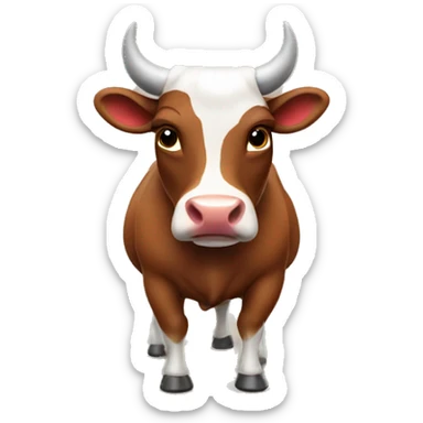friendly brown bull with horns and red bandana sticker