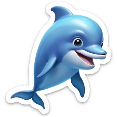 Cinematic Comical Dolphin Portrait Emoji, Head tilted dramatically with an exaggeratedly amused expression, featuring a smooth, dynamic body with wide, comically expressive eyes full of playful disbelief and a quirky, arched dorsal fin, Simplified yet hilariously expressive features, highly detailed, glowing with a slightly sassy oceanic glow, high shine, dramatic yet playful, stylized with an air of cheeky marine mischief, soft glowing outline, capturing the essence of a meme-worthy dolphin that looks ready to leap its way into viral fame! sticker