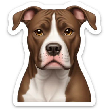 An American Staffordshire pitbull dog with brown brindle coat and a white line on the center of the face   sticker