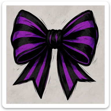 emo bow, black and purple, expressive and stylish sticker