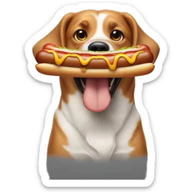Dog eating hot dog sticker